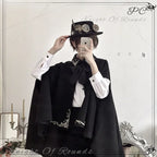 Ouji Fashion Embroidered Cape Black Set Vintage Medieval Lolita Little Prince Embroidered Wool Cloak