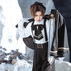 Ouji Fashion Goth Lolita Blouse Shorts Set Black White Gothic Lolita Ruffled Ensemble