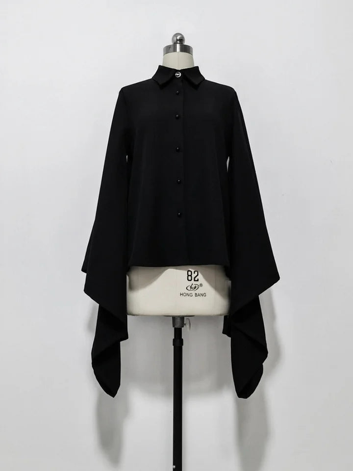 Ouji Fashion Goth Lolita Cape Pointed Neck Retro Chinese Style Design Big Sleeve Inner Shirt Elegant Style