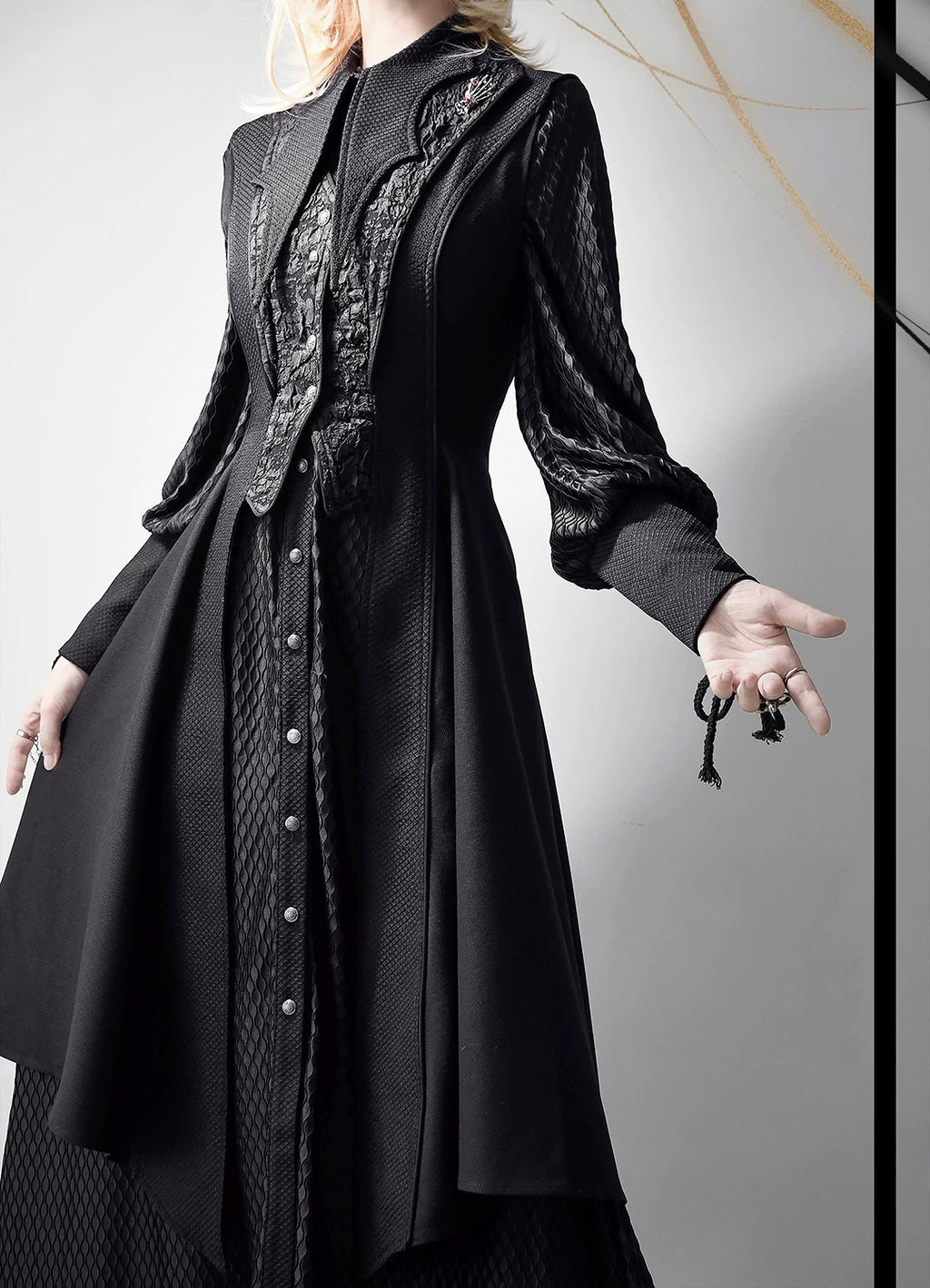 Ouji Fashion Black Green Goth Coat Shorts Set Tailored Handsome Vest
