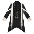 Ouji Fashion Gothic Regal Lolita Ensemble Black Gold Embroidered Tailcoat Ruffled Blouse Tailored Pants