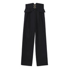 Ouji Fashion Gothic Regal Lolita Ensemble Black Gold Embroidered Tailcoat Ruffled Blouse Tailored Pants