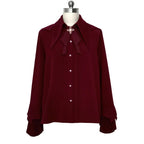 Ouji Fashion Lolita Pointed Collar Lolita Little Prince Solid Color Long-sleeved Shirt Elegant Retro British Style Red Blouse Shirt