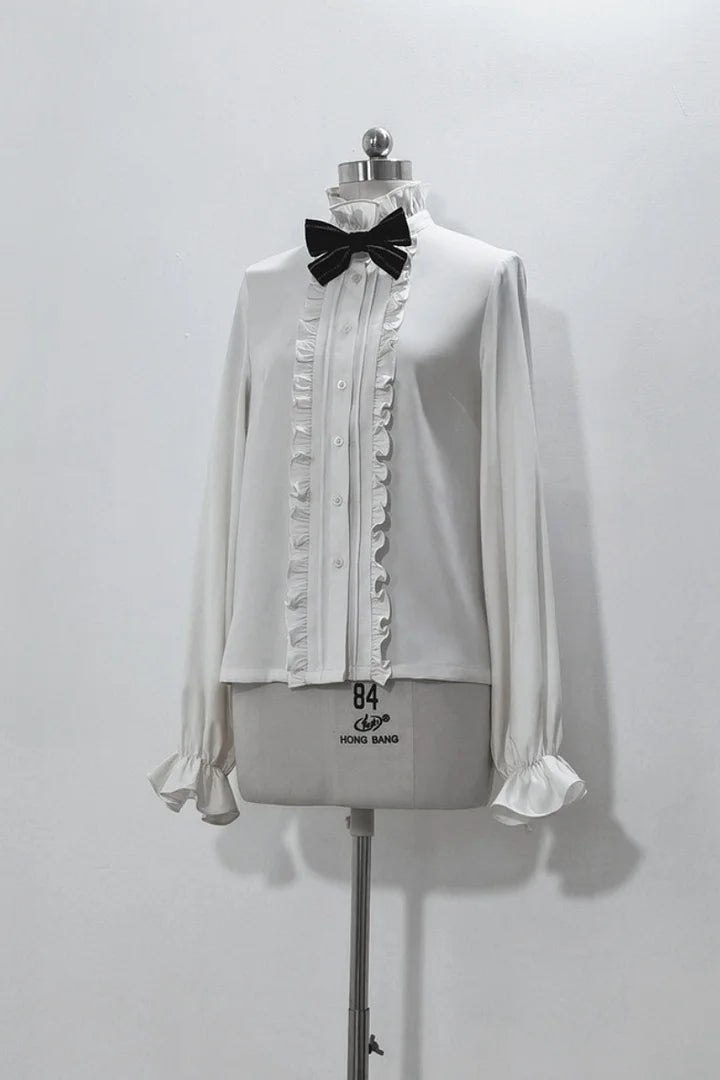 [Pre]Ouji Fashion Lolita Vintage Medieval Prince Style Black Cape Shirt Set Elegant Gothic Style Blouse Shirt