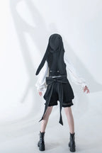 [Pre]Ouji Fashion Lolita Vintage Medieval Prince Style Black Cape Shirt Set Elegant Gothic Style Blouse Shirt