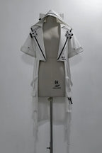 Ouji Fashion Lolita White City Tech Wear Cool Handsome Shorts Short Sleeves Cat Ear Jacket Niche