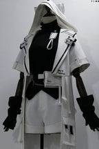 Ouji Fashion Lolita White City Tech Wear Cool Handsome Shorts Short Sleeves Cat Ear Jacket Niche