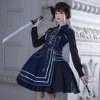 Ouji Fashion Military Aristocrat Lolita Jumper Skirt Solid Color Army Green Winter Cloak Set