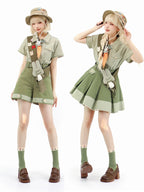 Ouji Fashion Dress Bunny Set Olive Green Short Sleeved Shirt with Suspender Skirt/Shorts Plus Size 3XL Lolita Dress