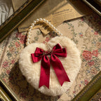 Lolita Bag Oversized Bow Love Plush Handbag Pearl Chain Jk Lolita Accessories