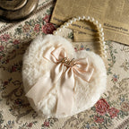 Lolita Bag Oversized Bow Love Plush Handbag Pearl Chain Jk Lolita Accessories