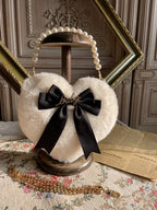 Lolita Bag Oversized Bow Love Plush Handbag Pearl Chain Jk Lolita Accessories