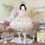 Hime Lolita Pale Yellow Princess Sleeve Dress Ruffle Hem Lolita OP