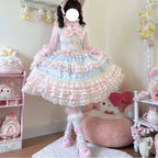 Hime Lolita Pale Yellow Princess Sleeve Dress Ruffle Hem Lolita OP