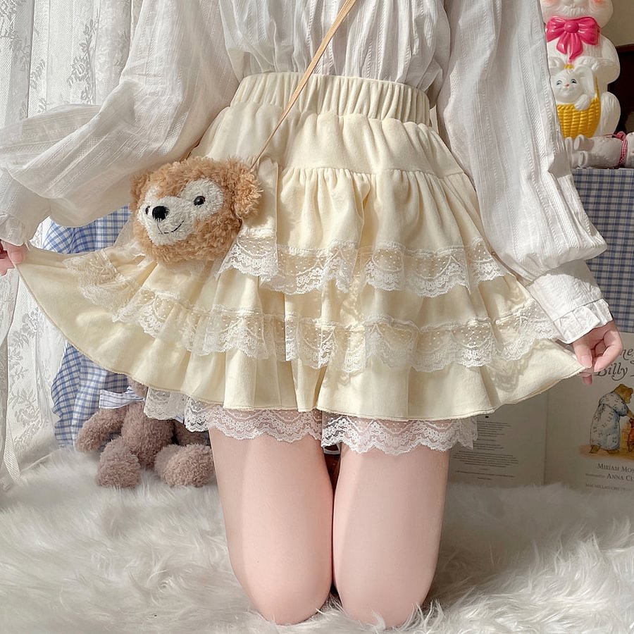 Pale Yellow Sweet Cute SK Lolita Cake Skirt