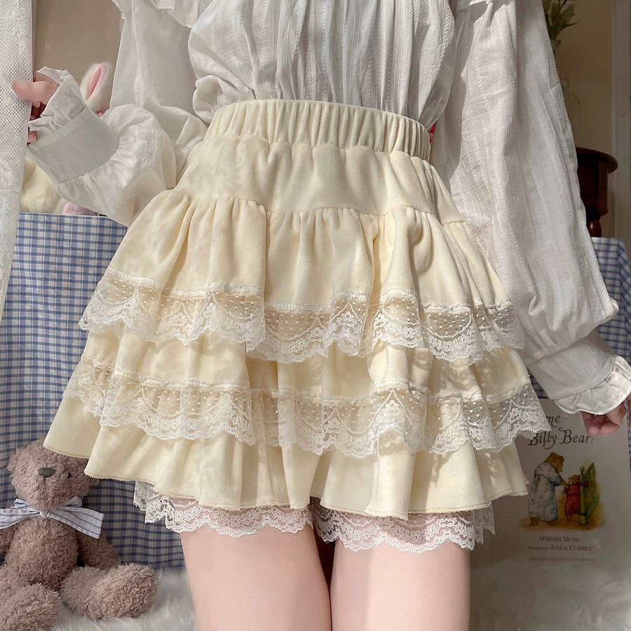 Pale Yellow Sweet Cute SK Lolita Cake Skirt