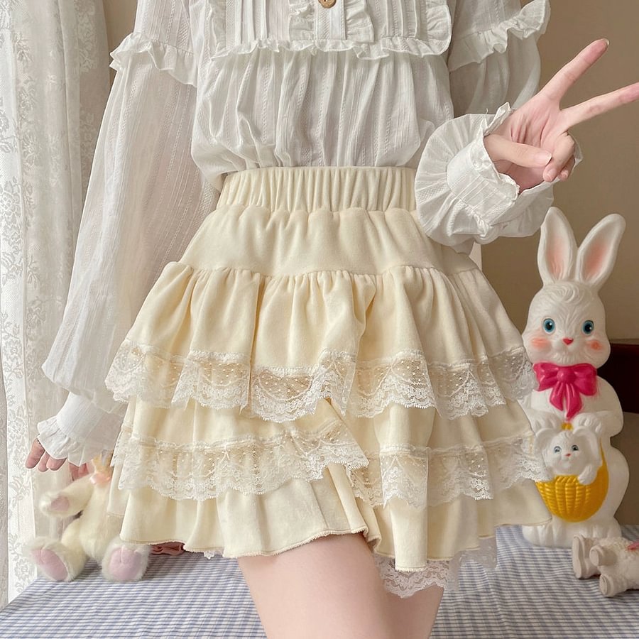 Pale Yellow Sweet Cute SK Lolita Cake Skirt
