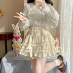 Pale Yellow Sweet Cute SK Lolita Cake Skirt