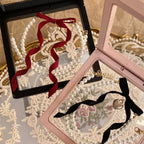 Pearl Butterfly Ribbon Red Exquisite Vintage Love Christmas New Year Necklace