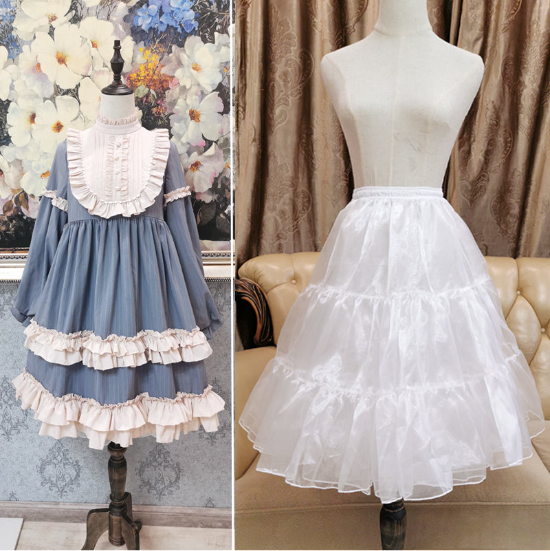 Petticoat Lolita 60cm Long Fluffy Crinoline Hoopless Soft Tulle Underskirt Hanfu Support Daily Wear