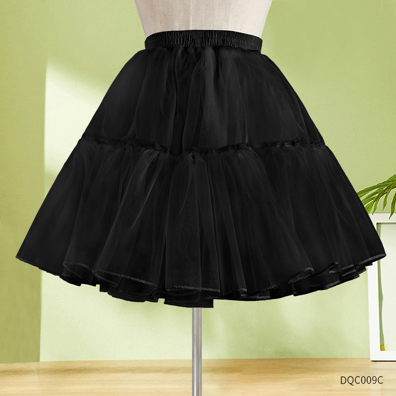 Petticoat Lolita Soft Black Hoopless Crinoline Adjustable Under skirt for Hanfu Ma Mian Skirt Light Fluffy
