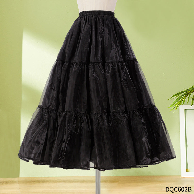 Petticoat Lolita Soft Black Hoopless Crinoline Adjustable Under skirt for Hanfu Ma Mian Skirt Light Fluffy