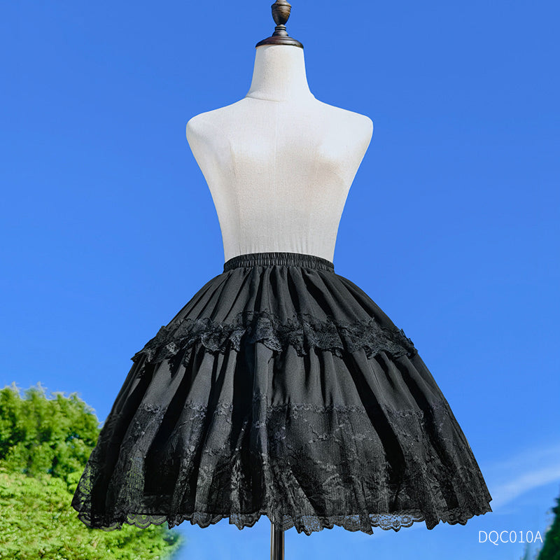 Petticoat Lolita Soft Black Hoopless Crinoline Adjustable Under skirt for Hanfu Ma Mian Skirt Light Fluffy