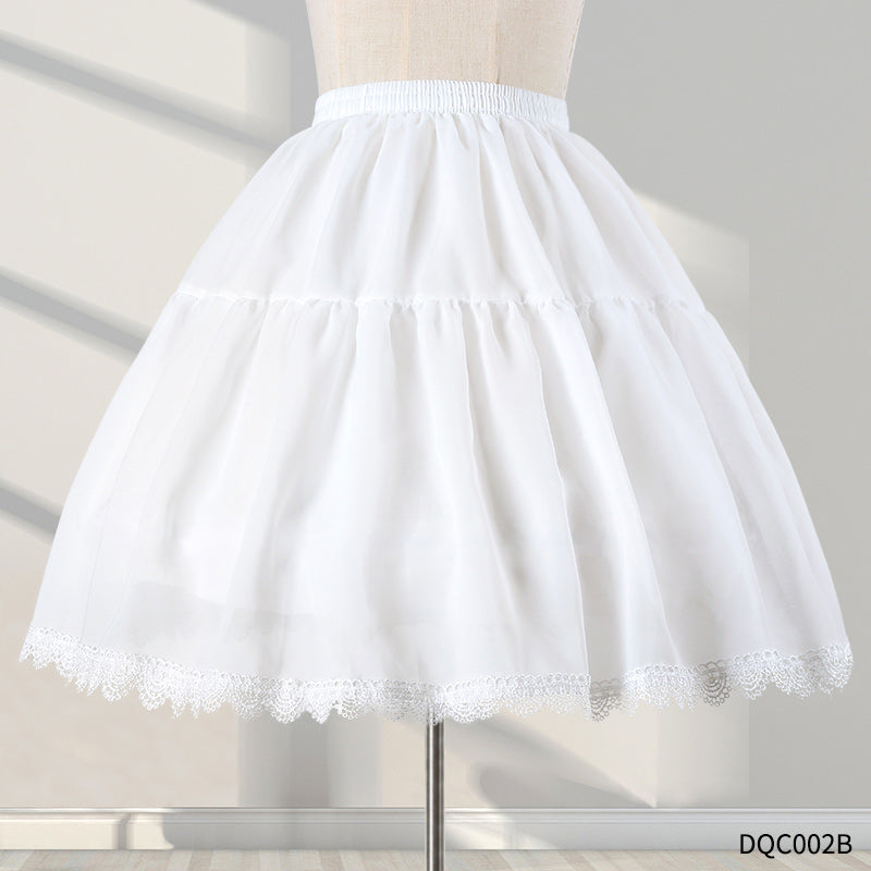 Petticoat Lolita Soft Fishbone pattern Hoopless Crinoline Adjustable Under skirt for Hanfu Ma Mian Skirt Light Fluffy