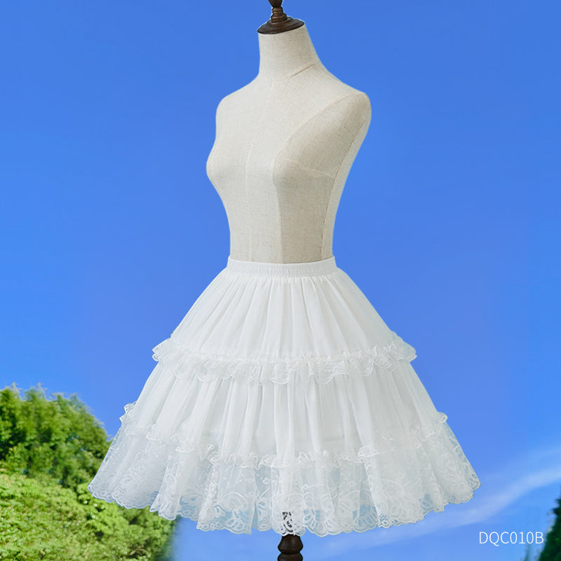 Petticoat Lolita Soft Fishbone pattern Hoopless Crinoline Adjustable Under skirt for Hanfu Ma Mian Skirt Light Fluffy