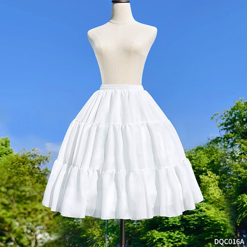 Petticoat Lolita Soft Fishbone pattern Hoopless Crinoline Adjustable Under skirt for Hanfu Ma Mian Skirt Light Fluffy