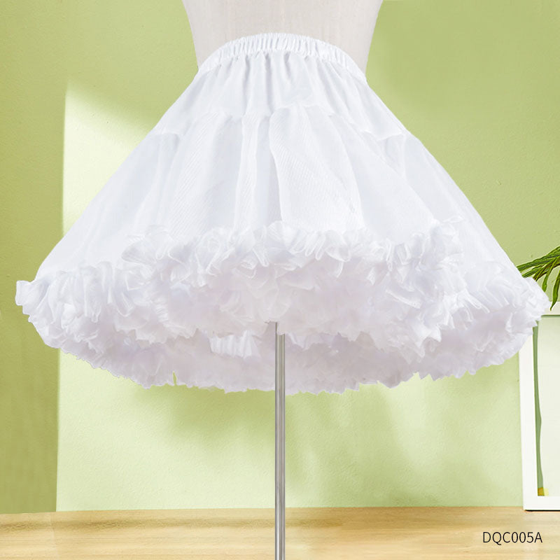 Petticoat Lolita Soft White Hoopless Crinoline Adjustable Under skirt for Hanfu Ma Mian Skirt Light Fluffy 35CM to 60CM