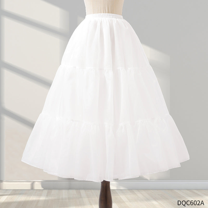 Petticoat Lolita Soft White Hoopless Crinoline Adjustable Under skirt for Hanfu Ma Mian Skirt Light Fluffy 80CM
