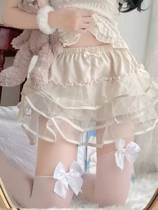 Petticoats Apricot Black Lolita Pumpkin Shorts Builtin Petticoat Layered Cake Skirt Anti See Through Under skirt