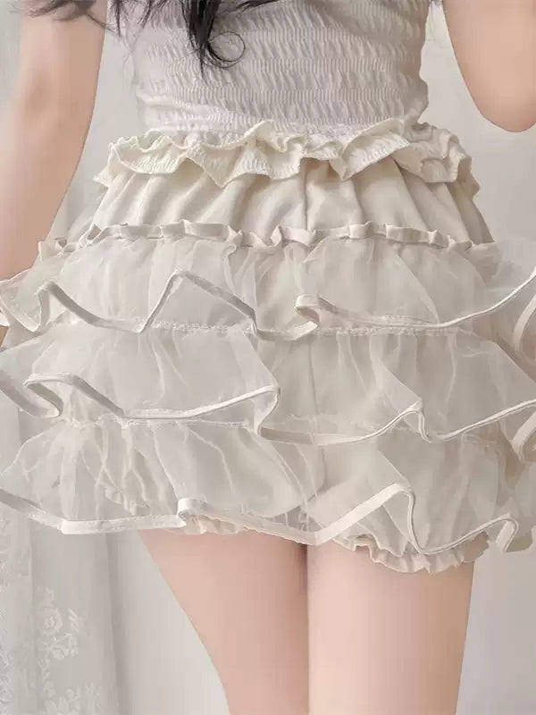 Petticoats Apricot Black Lolita Pumpkin Shorts Builtin Petticoat Layered Cake Skirt Anti See Through Under skirt