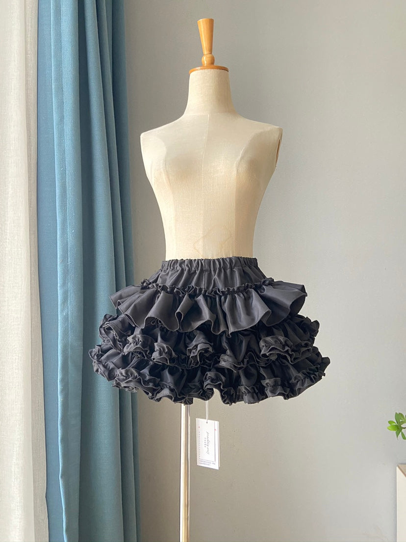 Petticoats Black Opulent Lolita Cake Layered Petticoat With Pumpkin Bloomers Fluffy Underskirt