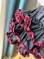 Petticoats Y2K Millennium Punk Cake Layered Skirt with Pumpkin Shorts Red Black