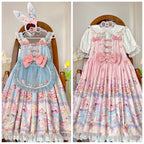 Pink Blue Print Sweet Cute Jsk Dress Lolita