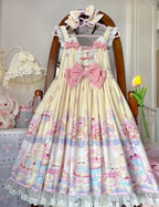 Pink Blue Print Sweet Cute Jsk Dress Lolita