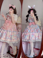 Pink Blue Print Sweet Cute Jsk Dress Lolita