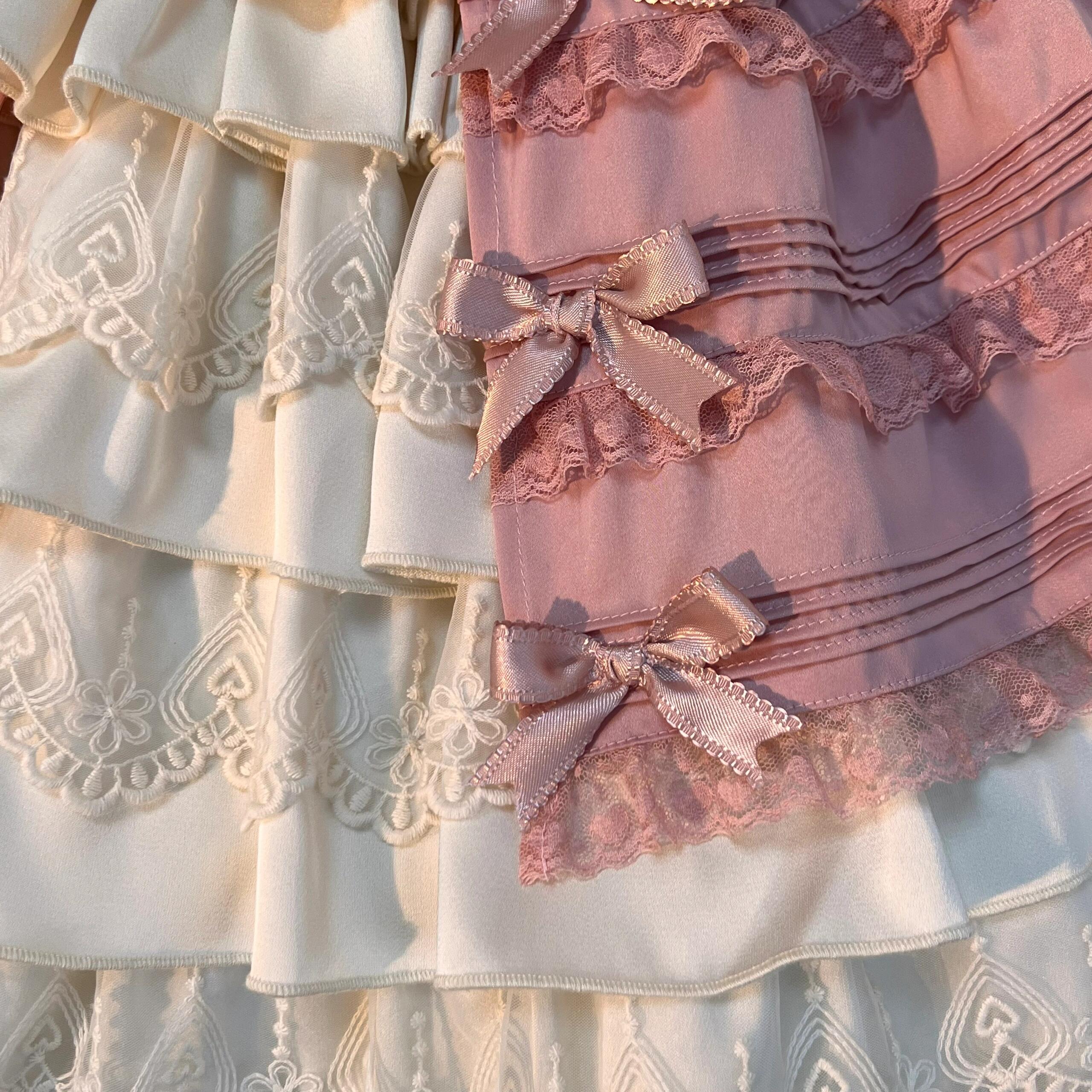 Pink Bra Shirt Skirt Lolita Skirt Set Cute Sweet Girl Lace Princess Skirt Lolita Dresses