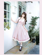 Pink Classic Sweet Lolita Short Sleeve Long Dresses Casual Coord