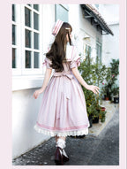 Pink Classic Sweet Lolita Short Sleeve Long Dresses Casual Coord