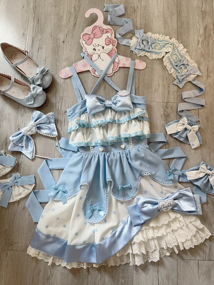 Pink Cute Sweet Wind Lolita Dress Spring and Summer Cream Lasagna Jsk Suspender Dress