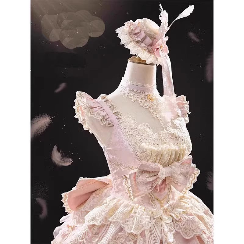 Pink Dress Jsk Sweet Flower Marriage Heavy Industry Dress Trailing