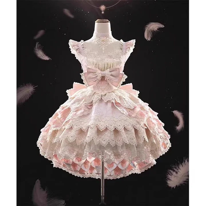 Pink Dress Jsk Sweet Flower Marriage Heavy Industry Dress Trailing