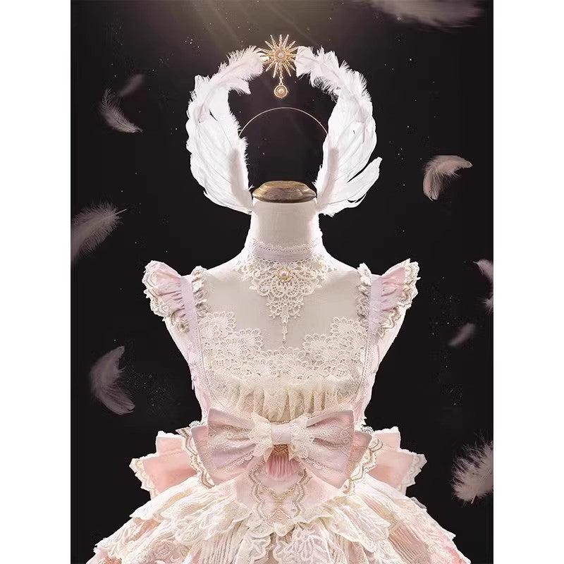 Pink Dress Jsk Sweet Flower Marriage Heavy Industry Dress Trailing