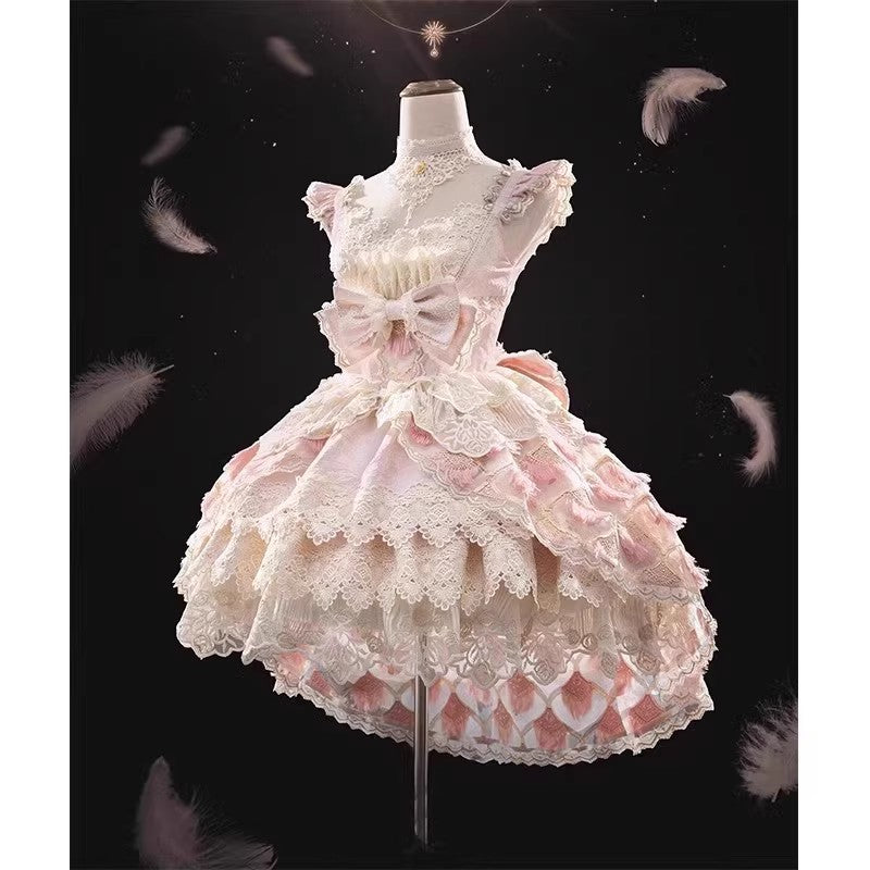 Pink Dress Jsk Sweet Flower Marriage Heavy Industry Dress Trailing