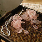 Lolita Hair Accessory Pink Flowers Pearls Fairy Princess Elegant Hair Clips Bridal Hairpins