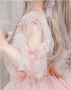 Pink Rose Lace Floral Marriage Lolita Multi Layer Dress Princess JSK