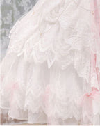 Pink Rose Lace Floral Marriage Lolita Multi Layer Dress Princess JSK